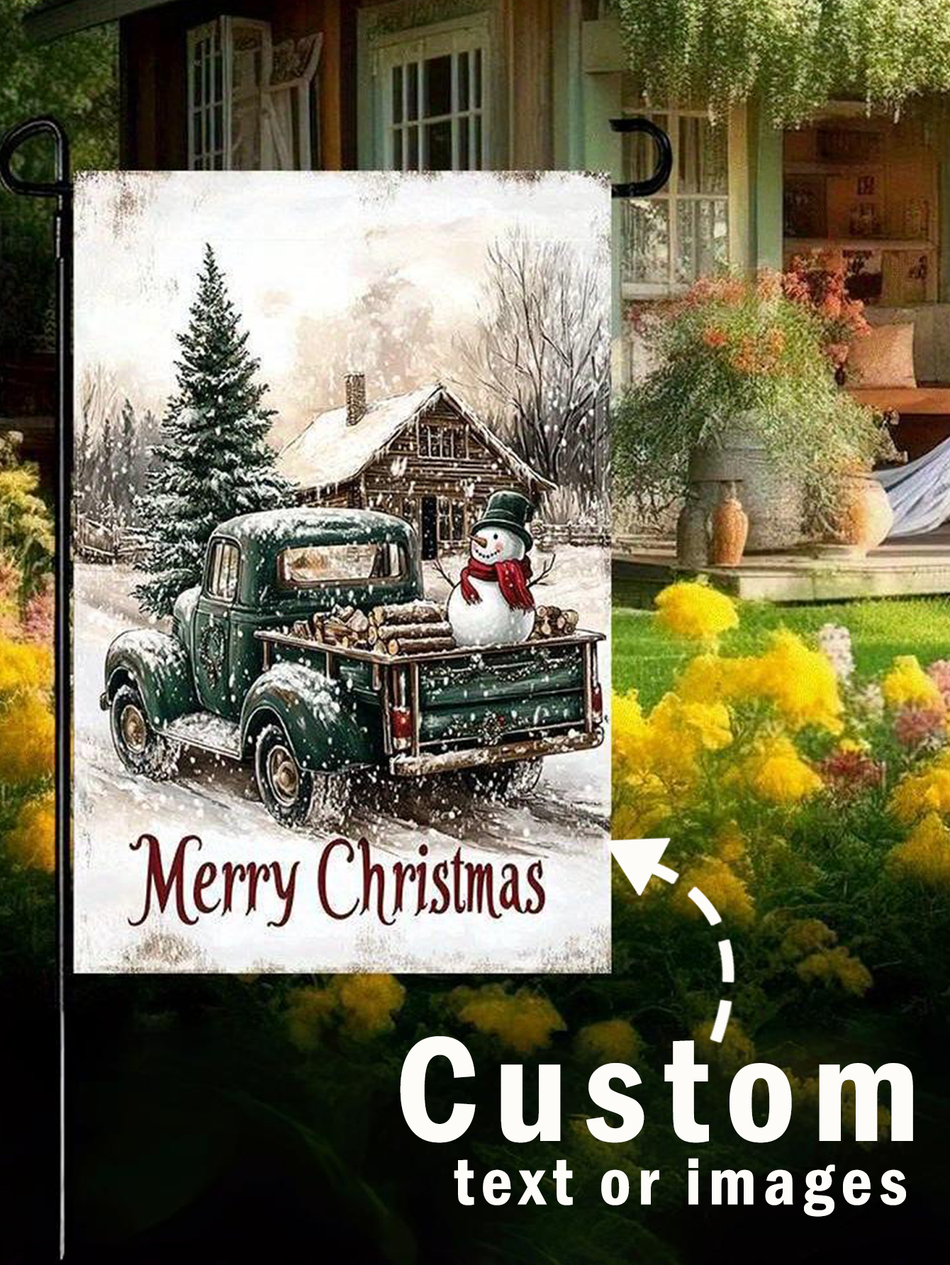 Winter Snowman Christmas Garden Banner（Not lnclude Flagpole）